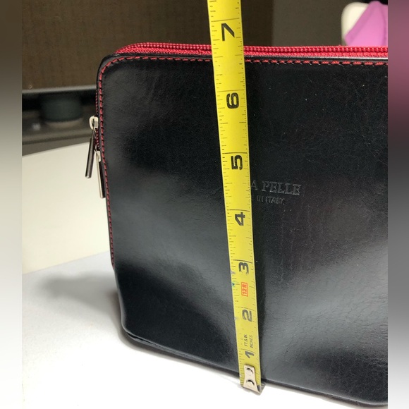 Vera Pelle Genuine Leather Crossboby Square Bag Long Shoulder Strap Convertible - Picture 13 of 15